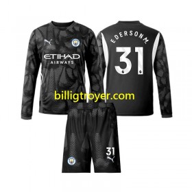 Billige Fotballdrakter Manchester City Ederson Moraes 31 Keeper Barn Fjerdedraktsett 2024/25 Langermet